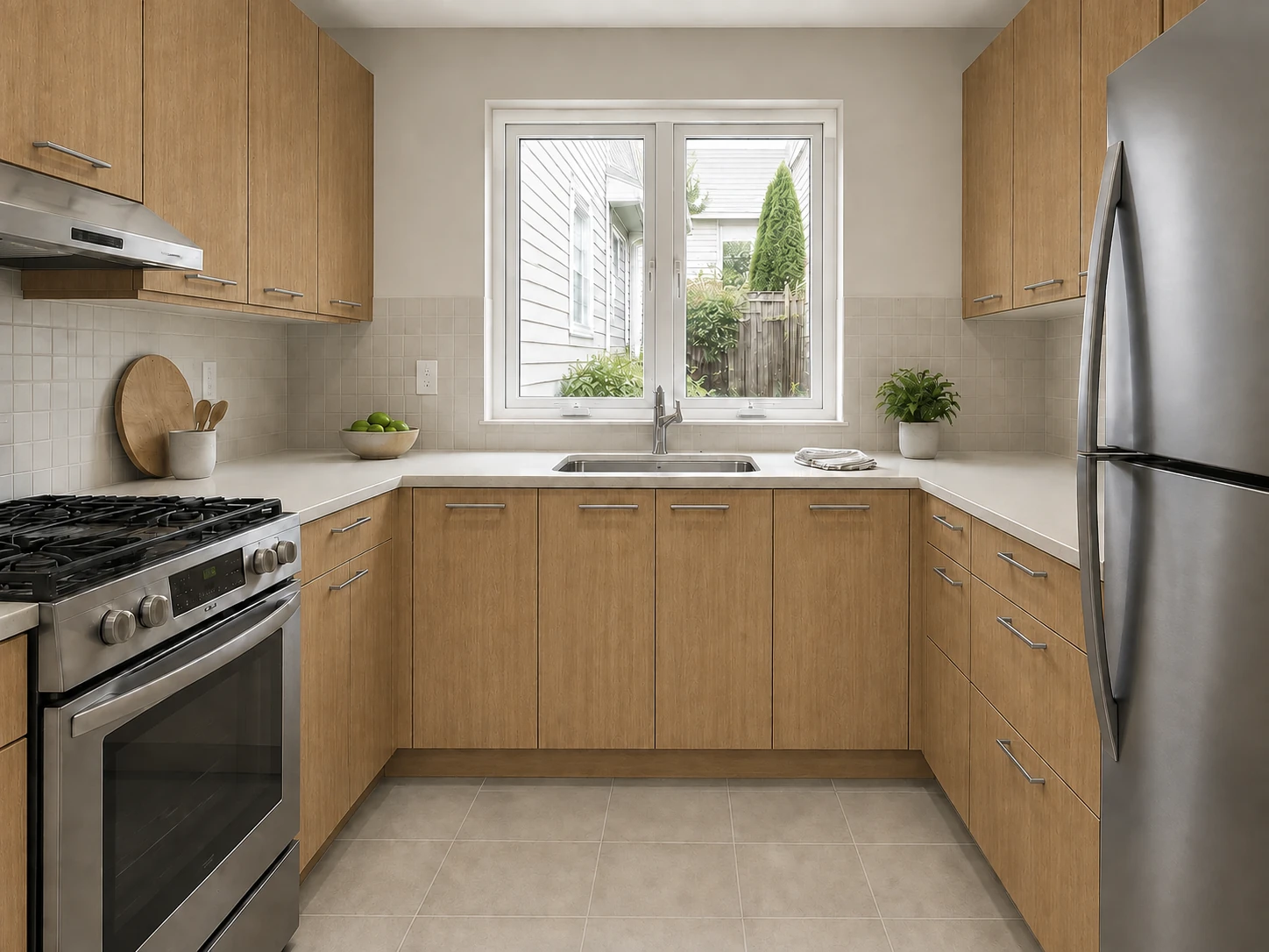 After: light oak on the same kitchen cabinets